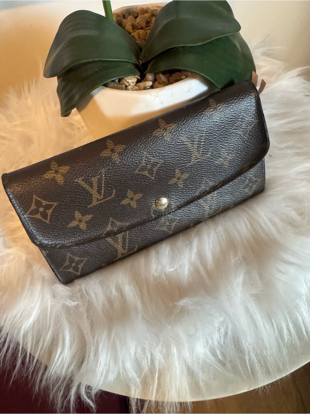 #101 Louis Vuitton Monogram Continental Wallet - Brown/Gold
